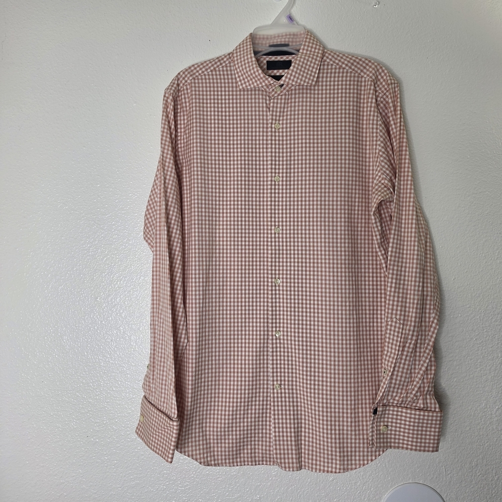Banana Republic Slim Fit Orange Gingham Shirt Men’s Size Small